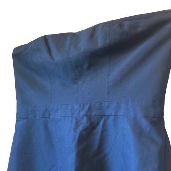 J Crew Strapless Midi Dress Black Tie Formal Cocktail Party Navy 8T - Picture 2 of 5